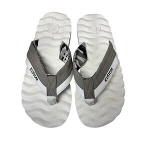Kustom Men's Hummer DLX Flip Flop Size 8 White Grey Faux Leather Casual Beachy